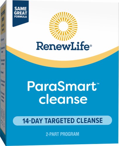 Renew Life ParaSmart 14-Day Targeted Cleanse 2-Part Detox Dietary Supplement Perspective: front