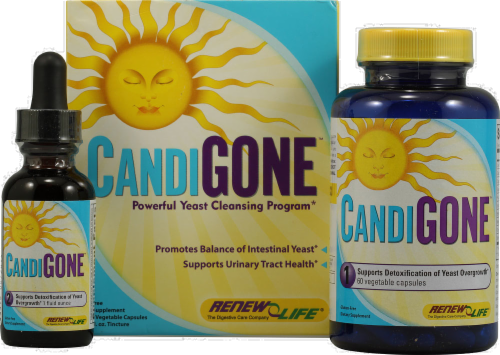 Renew Life Candi Gone Liquid & Capsule Cleansing Program Kit Perspective: front
