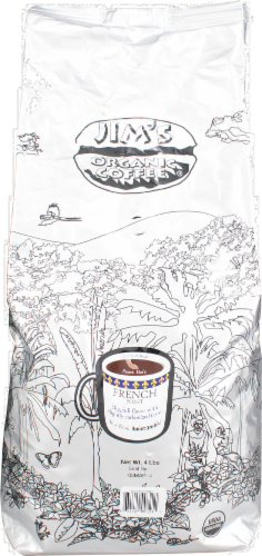 Jim's Organic Coffee French Roast Dark Perspective: front