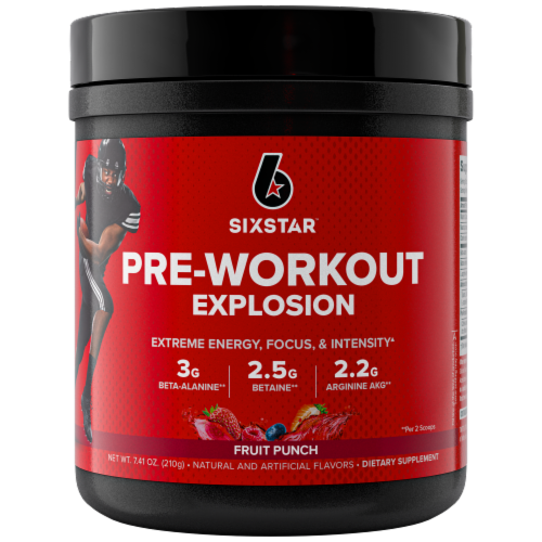 Six Star Explosion Fruit Punch Pre-Workout Perspective: front