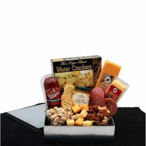 Gourmet Sausage & Cheese Snack Sampler - meat and cheese gift baskets Perspective: front