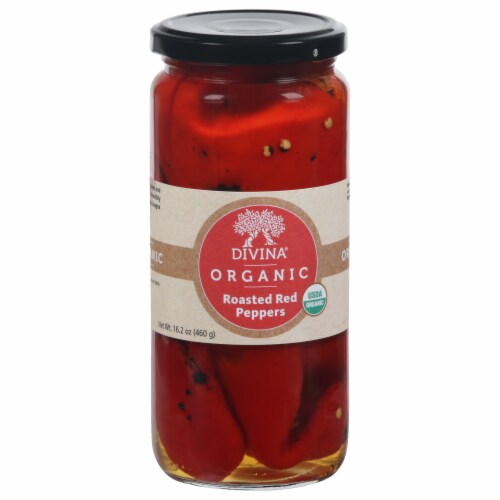 Divina® Organic Roasted Red Peppers Perspective: front