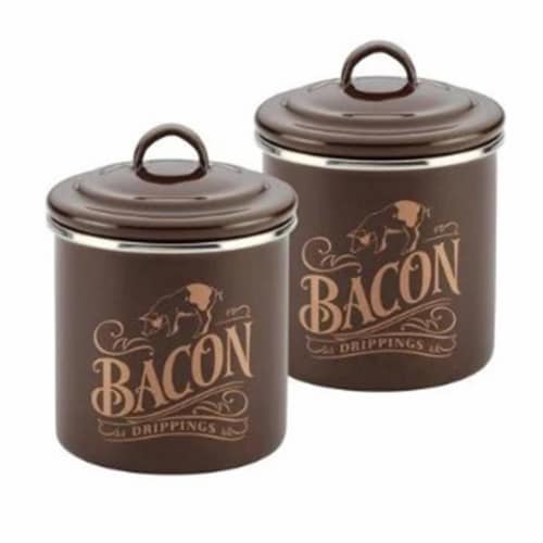Ayesha Curry 09073 Enamel on Steel Bacon Grease Cans, Brown Sugar Set of 2 Perspective: front