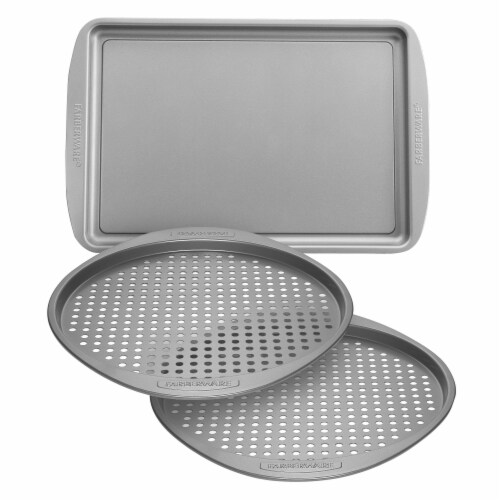 Farberware 3-Piece Nonstick Bakeware Cookie Pan Set, Gray