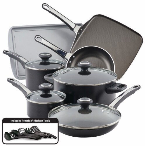 Farberware 20 PC Easy Clean Aluminum Nonstick Cookware Pots and Pans Set Gray