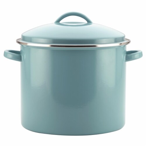 Farberware 16 qt. Enamel-on-Steel Large Covered Stockpot, Aqua Perspective: front