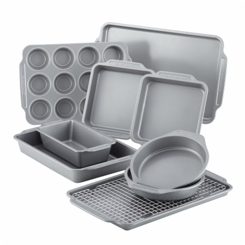 Farberware Nonstick Bakeware Set with Cooling Rack - Gray, 10 pc