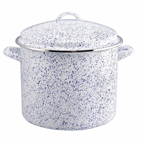 Paula Deen Enamel-on-Steel Covered Stockpot, Seaspray White Speckle - 12 qt Perspective: front