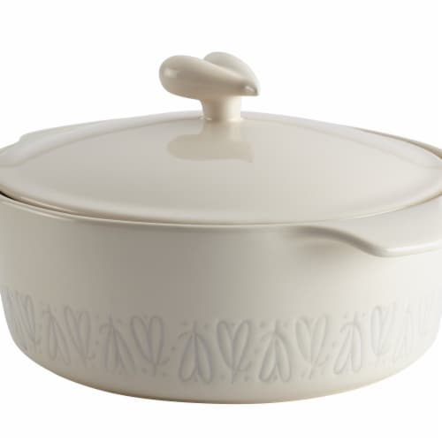 Ayesha Curry Ceramic Round Casserole, 2.5 qt. - French Vanilla Perspective: front