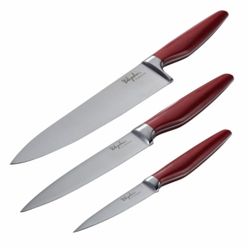 Ayesha Curry 46954 Japanese Steel Cooking Knife Set, Sienna Red - 3 Piece Perspective: front