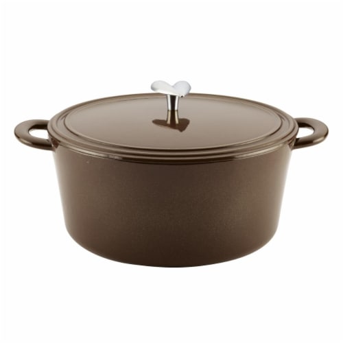 Ayesha Curry Cast Iron Enamel Covered Dutch Oven, 6 qt. - Brown Sugar Perspective: front