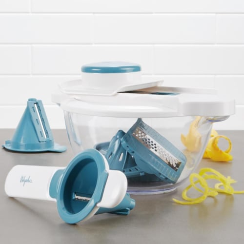 Ayesha Curry 47504 5-in-1 Mandoline & Spiralizer Set, Twilight Teal Perspective: front