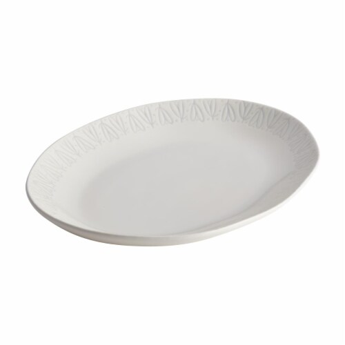 Ayesha Curry 47689 10.5 x 13.5 in. Ceramic Oval Platter - French Vanilla Perspective: front