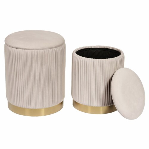 Beige velvet ottoman deals