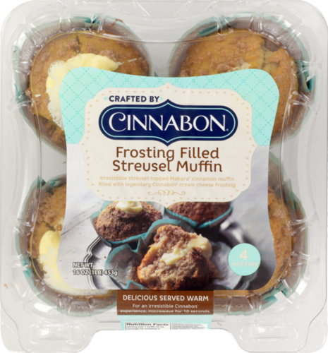 Cinnabon Frosting Filled Streusel Muffin Perspective: front