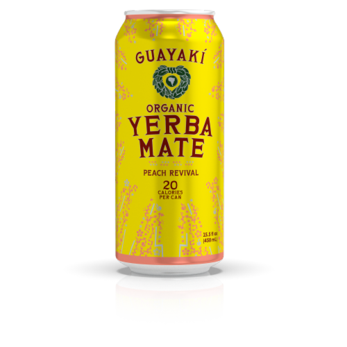 Guayaki Peach Revival Yerba Mate Organic Tea Perspective: front