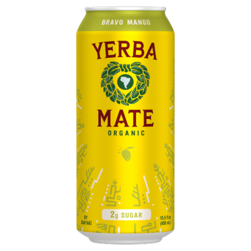 Guayaki Yerba Mate Organic Bravo Mango Ready-to-Drink Can Perspective: front