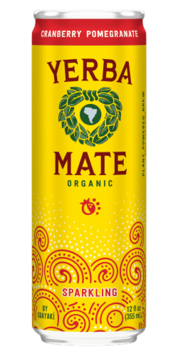 Guayaki Yerba Mate Organic Sparkling Cranberry Pomegranate Yerba Mate Can Perspective: front