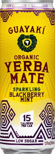 Guayaki Yerba Mate Organic Sparkling Blackberry Mint Tea Perspective: front