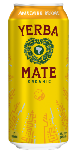 Guayaki Awakening Orange Organic Yerba Mate Drink Can Perspective: front