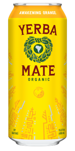 Guayaki Awakening Orange Organic Yerba Mate Drink Can Perspective: front