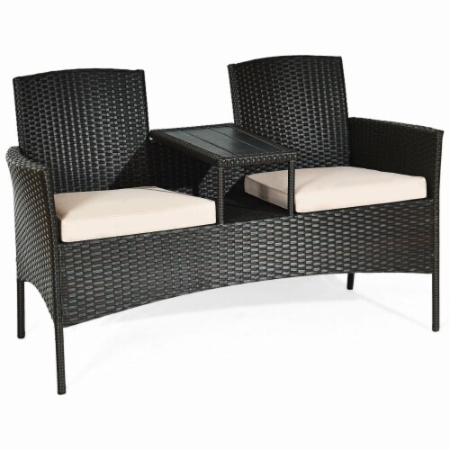 Slickblue Modern Patio Conversation Set with Built-in Coffee Table and Cushions Perspective: front
