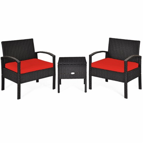 Slickblue 3-Piece Rattan Wicker Sofa Set for Patio with Removable Cushions Perspective: front