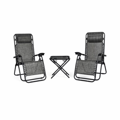 Slickblue 3 Pieces Folding Portable Zero Gravity Reclining Lounge Chairs Table Set 1 Unit Smith s Food and Drug