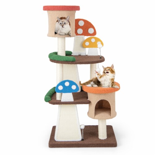Slickblue 4-In-1 Cat Tree with 2 Condos and Platforms for Indoors Perspective: front