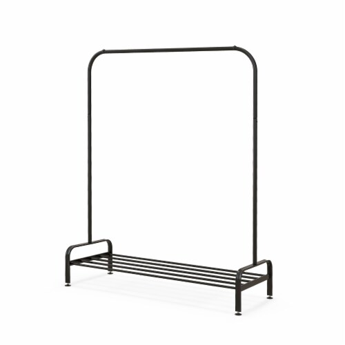 Slickblue Heavy Duty Clothes Stand Rack with Top Rod and Lower Storage Shelf Perspective: front