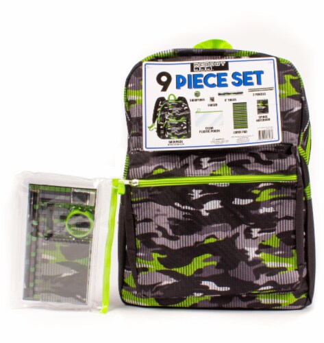 Cudlie Camouflage Backpack Set - Black/Green Perspective: front