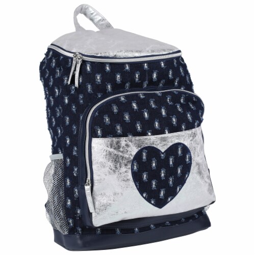 Cudlies Denim Glitter & Hearts Fashion Backpack Perspective: front