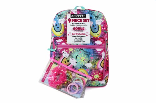 Cudlie Confetti Backpack + Fashion Hair Accessories Set - Multicolor Perspective: front