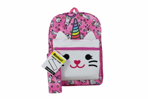 Cudlie Backpack & Pencil Case Set - So Meow-gical Perspective: front