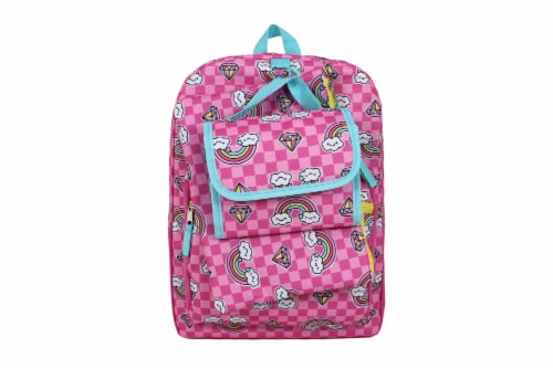 Girls Pink Checkered Backpack