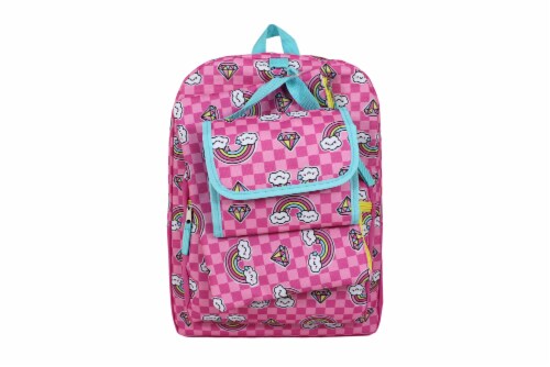 Cudlie Backpack Set - Gem/Rainbow/ Pink Checkered Perspective: front