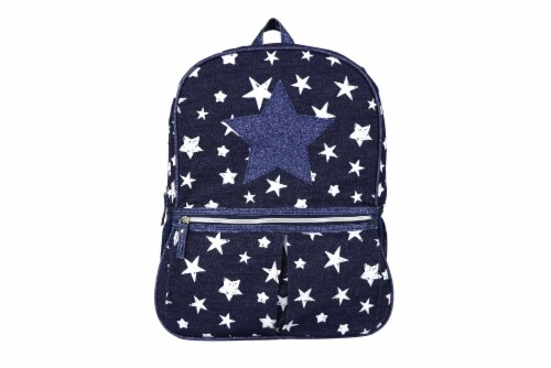Cudlie Fashion Backpack - Glitter Denim Stars Perspective: front