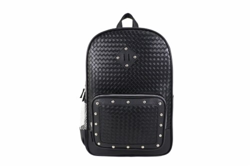 Cudlie Woven Faux Leather Backpack - Black Perspective: front