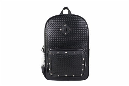 Cudlie Woven Faux Leather Backpack - Black Perspective: front