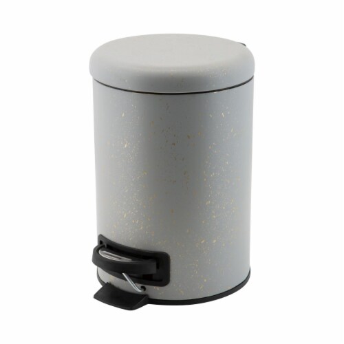 Elle Decor EL-44160-GREY Speckled Design 3 Liter Step Bin with Lid Trash Can, Grey Perspective: front