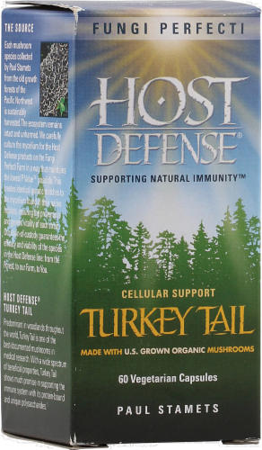 Host Defense® Turkey Tail Immune Support Capsules Perspective: front
