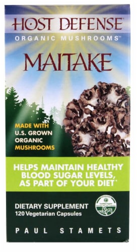 Host Defense Organic Maitake Mushroom Vegetarian Capsules Perspective: front