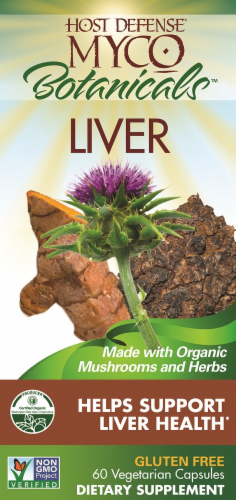 Host Defense Myco Botanicals™ Liver Gluten Free Vegetarian Capsules Perspective: front