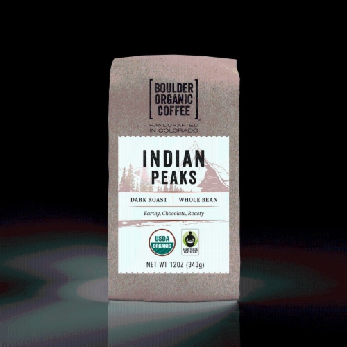 Boulder Organic Coffee® Fair Trade Indian Peaks Blend Dark Roast Ground Coffee Perspective: front
