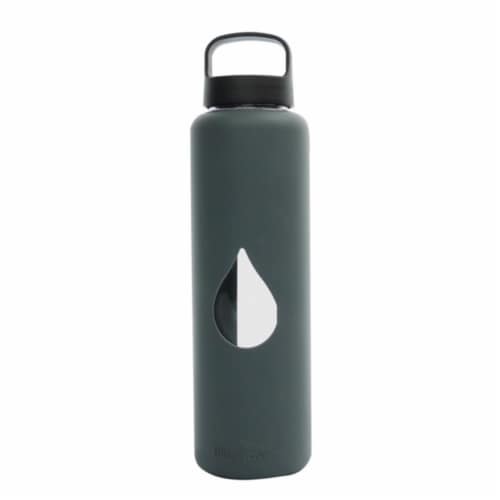 Bluewave Lifestyle 750ml Reusable Glass Water Bottle With Loop Cap and Sleeve, Grey Perspective: front