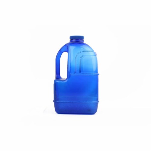 H8O 1 gal Square Water Bottle with 48 mm Cap, Blue Perspective: front