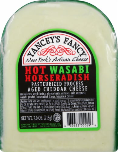 Yancey's Fancy Hot Wasabi Horseradish Cheddar Cheese Perspective: front