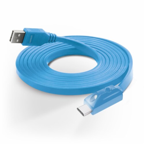 Naztech LED USB-A to USB-C 2.0 Charge/Sync Cable 6ft Blue Perspective: front
