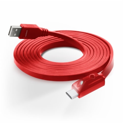 Naztech LED USB-A to USB-C 2.0 Charge/Sync Cable 6ft Red Perspective: front