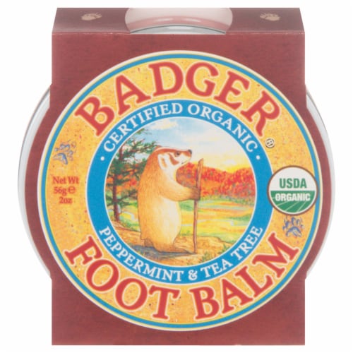 Badger Organic Foot Balm Peppermint & Tea Tree Perspective: front